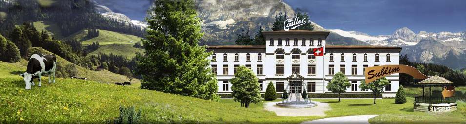 Здание шоколадной фабрики Cailler. Экскурсия на шоколадную фабрику в Швейцарии. Экскурсии в Швейцарии.